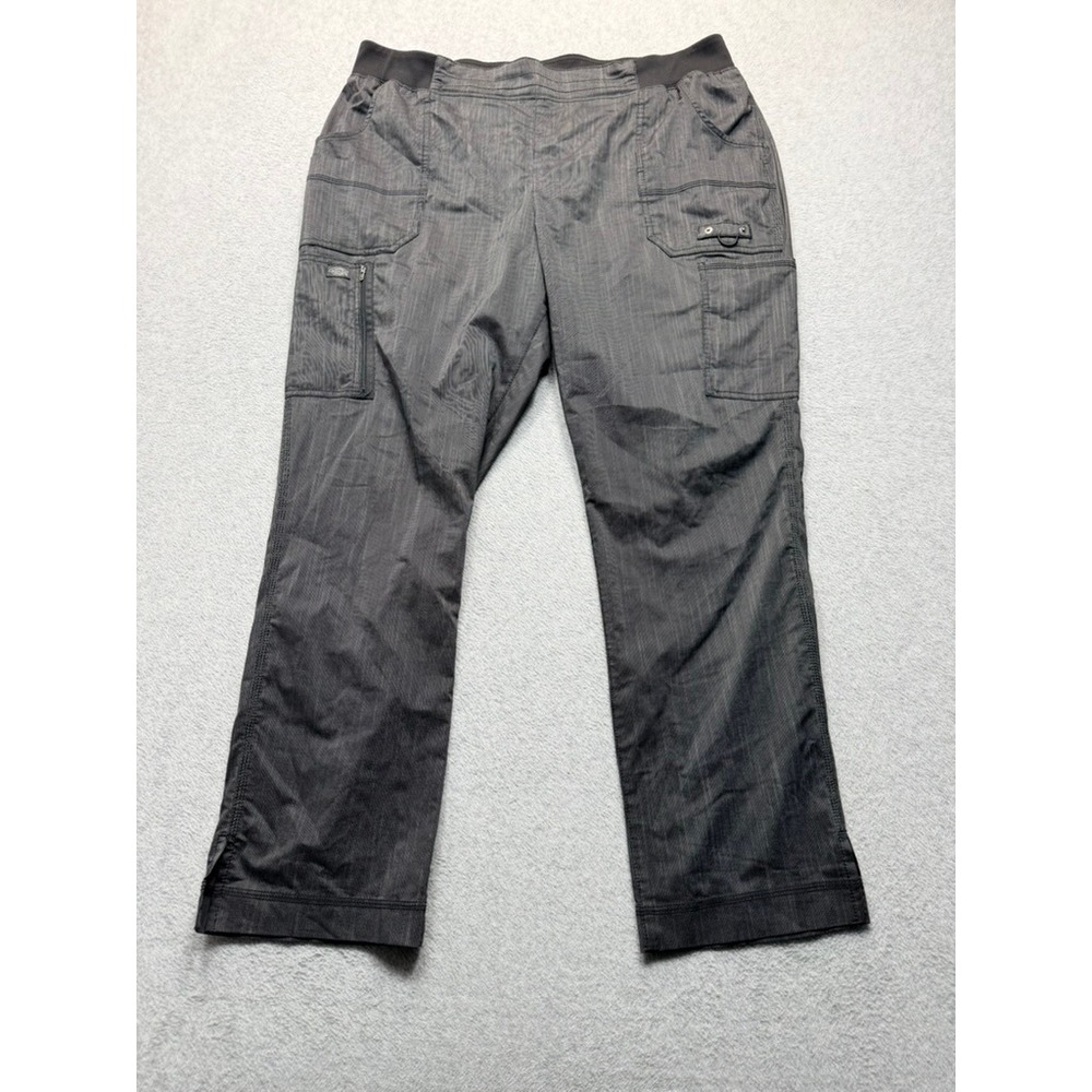 Dickies Gen Flex Cargo Scrub Pants Gray Micro Stripe Multi Pocket Womens XL Long